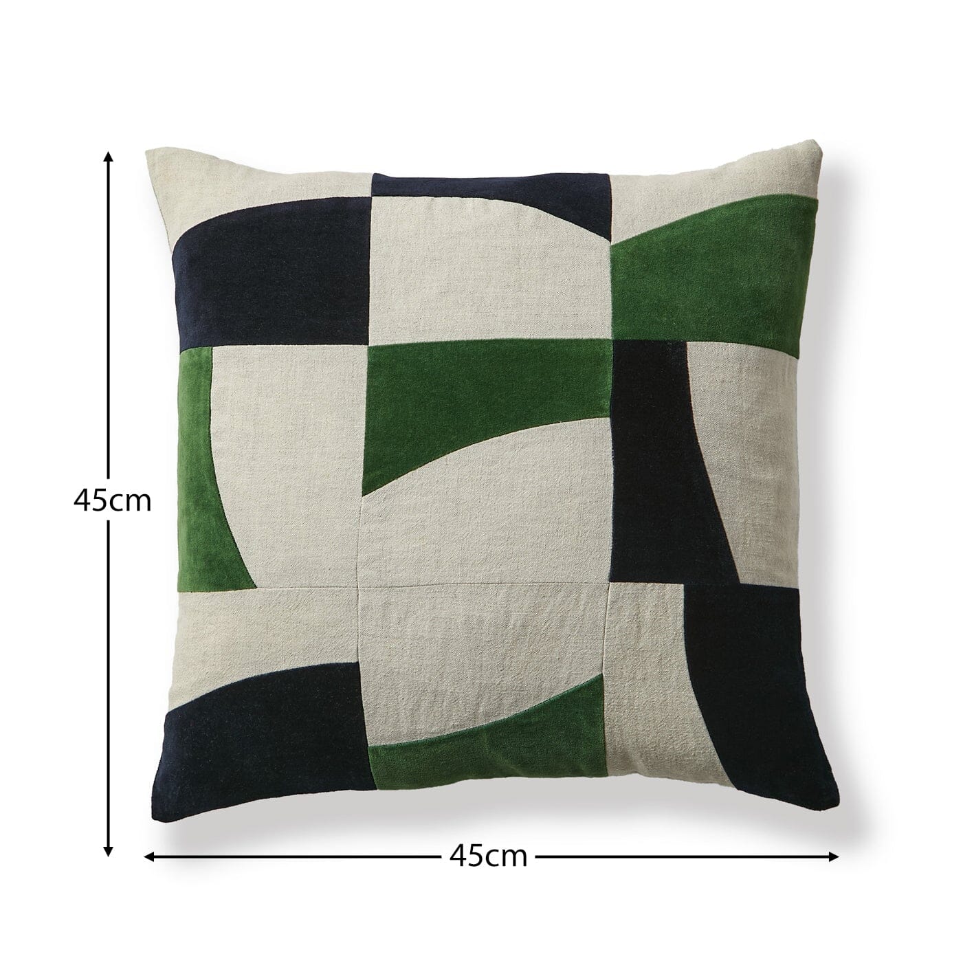 Holbeck Fern Green Abstract Mixed Fabric Cushion Cover - 45x45cm
