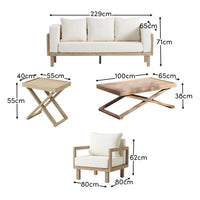 Akira 5 Seater Wooden Garden Set with Coffee and 2 Akira Side Tables