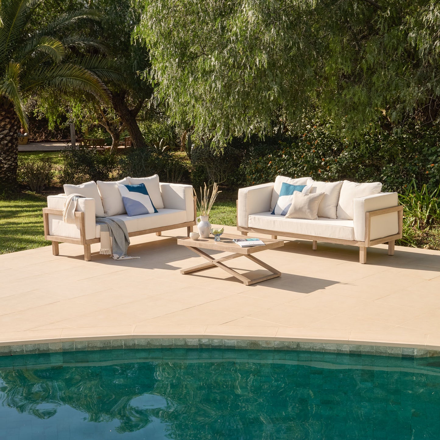 Akira 6 Seater Wooden Sofa Set with Coffee Table