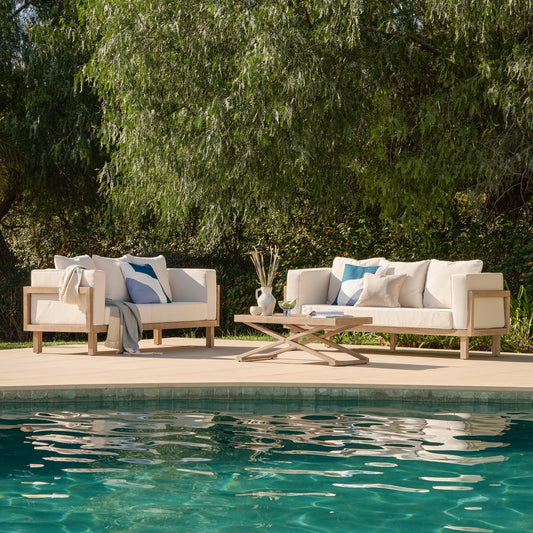 Akira 6 Seater Wooden Sofa Set with Coffee Table