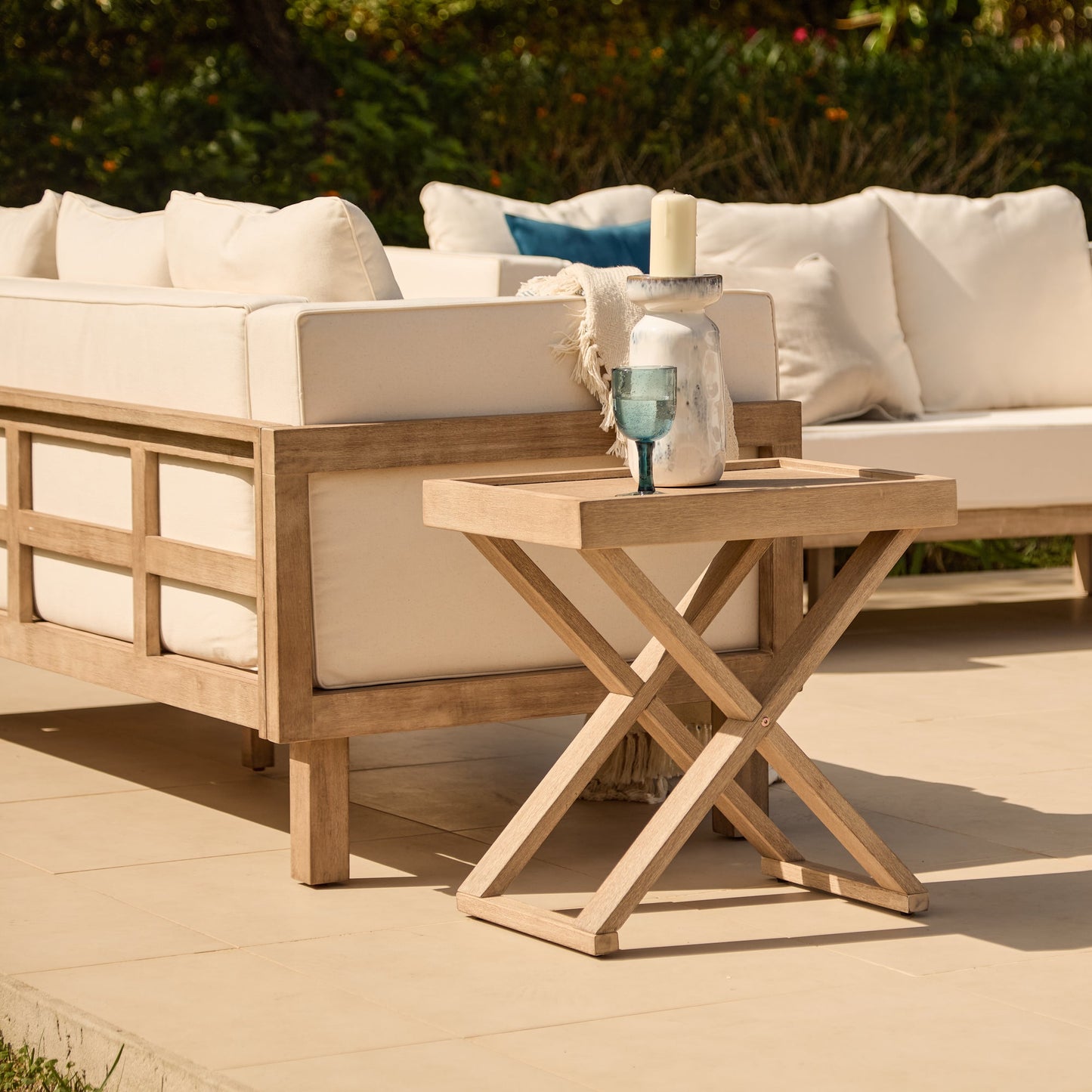 Akira 5 Seater Wooden Garden Set with Coffee and 2 Akira Side Tables