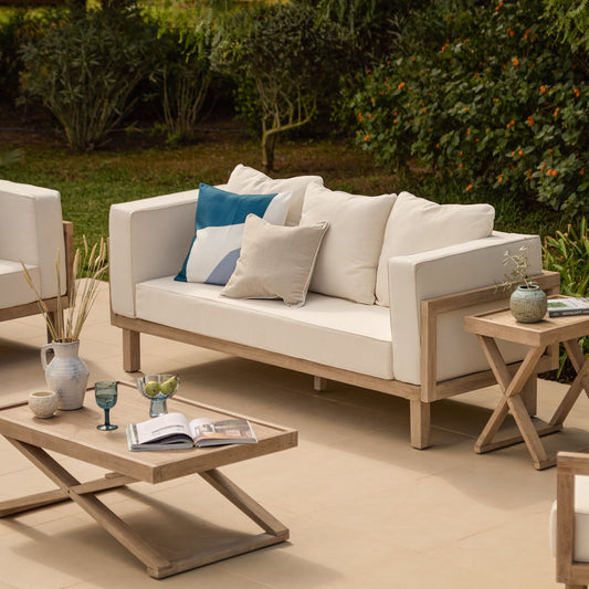 Akira 8 Seater Wooden Garden Sofa Set with Coffee and 2 Akira Side Tables