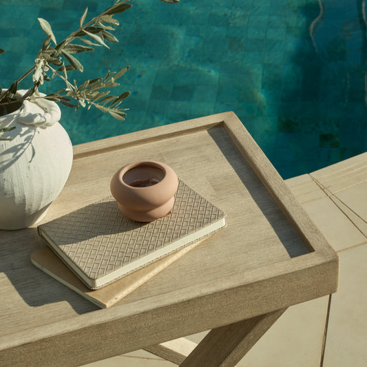 Akira Wooden Garden Side Table - Light Brushed Acacia