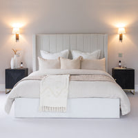 Elborough Off White Diamond Embroidered Tasseled Cushion Cover - 50x50cm