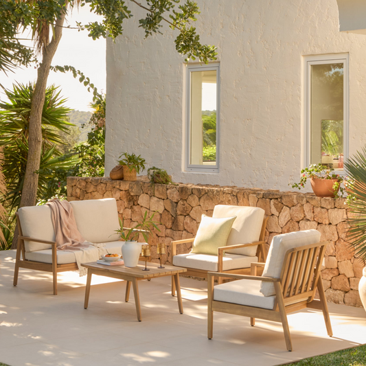 Alora Wooden Garden Conversation Set - White Acacia