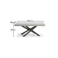 Amelia 6 Seater Concrete Garden Dining Table - Metal Legs - Pale Grey