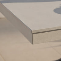 Amelia 6 Seater Concrete Garden Dining Table - Metal Legs - Pale Grey