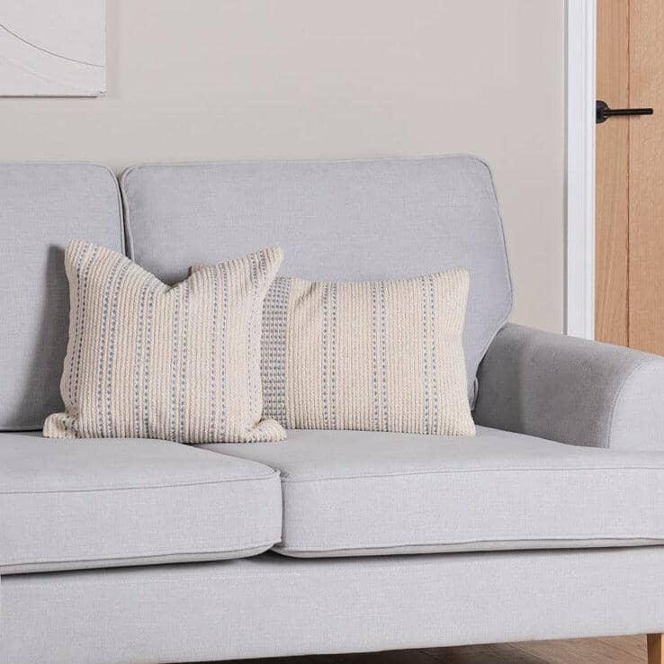 Elberton Horizon Blue Striped Cotton Cushion Cover - 55x35cm