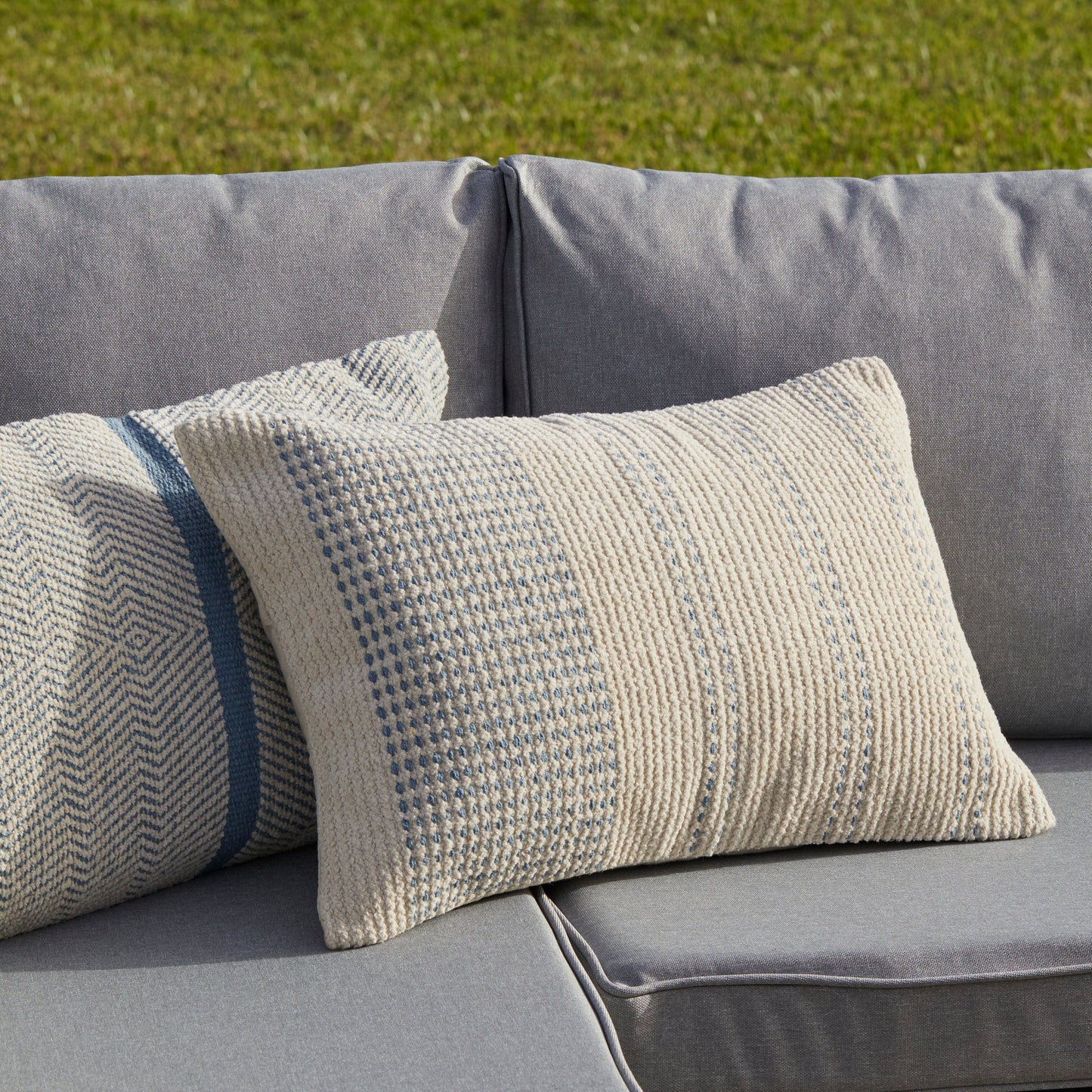 Elberton Horizon Blue Striped Cotton Cushion Cover - 55x35cm
