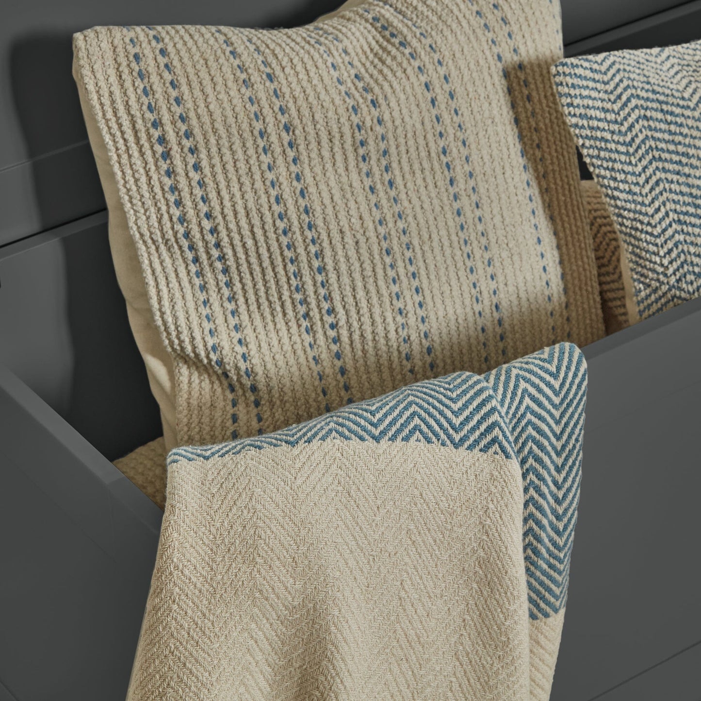 Elberton Horizon Blue Striped Cotton Cushion Cover - 45x45cm