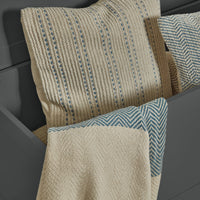 Elberton Horizon Blue Striped Cotton Cushion Cover - 45x45cm