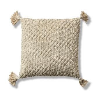 compare product Elborough Off White Diamond Embroidered Tasseled Cushion Cover - 50x50cm