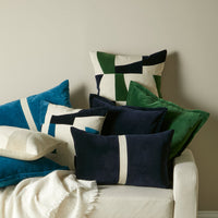 Holbeck Ink Abstract Mixed Fabric Cushion Cover - 35x55cm
