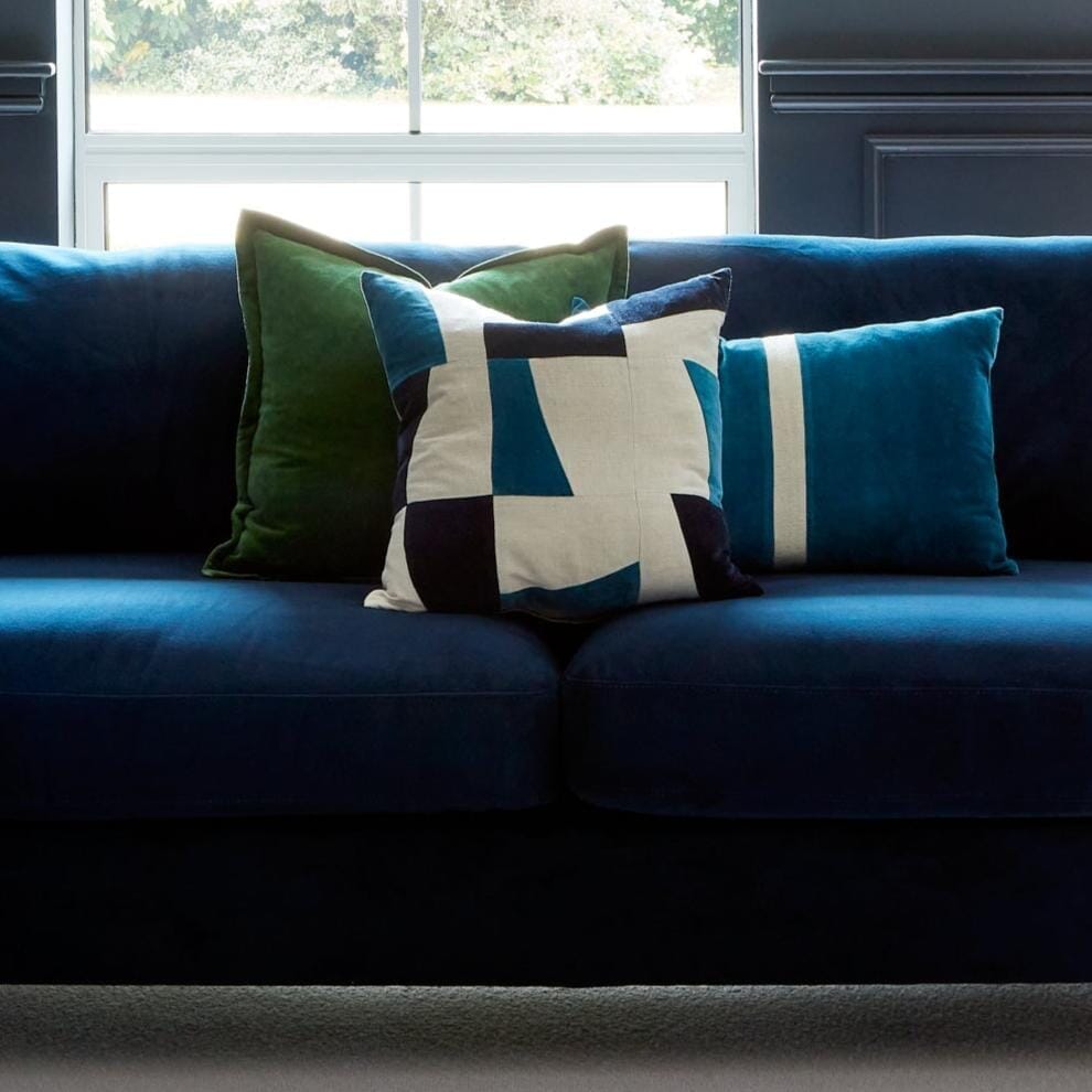 Holbeck Teal Stripe Mixed Fabric Cushion Cover - 35x55cm