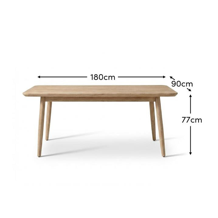 Elowen 6 Seater Wooden Garden Dining Table - Light Brushed Acacia