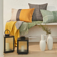 Selu Amber Yellow Striped Cushion Cover - 35x55cm
