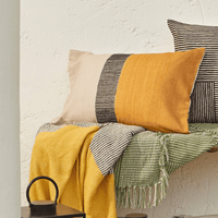 Selu Amber Yellow Striped Cushion Cover - 35x55cm