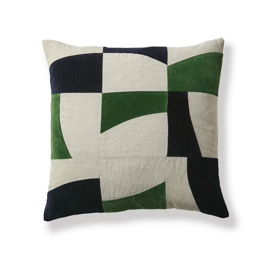 Holbeck Fern Green Abstract Mixed Fabric Cushion Cover - 45x45cm