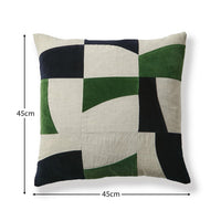 Holbeck Fern Green Abstract Mixed Fabric Cushion Cover - 45x45cm