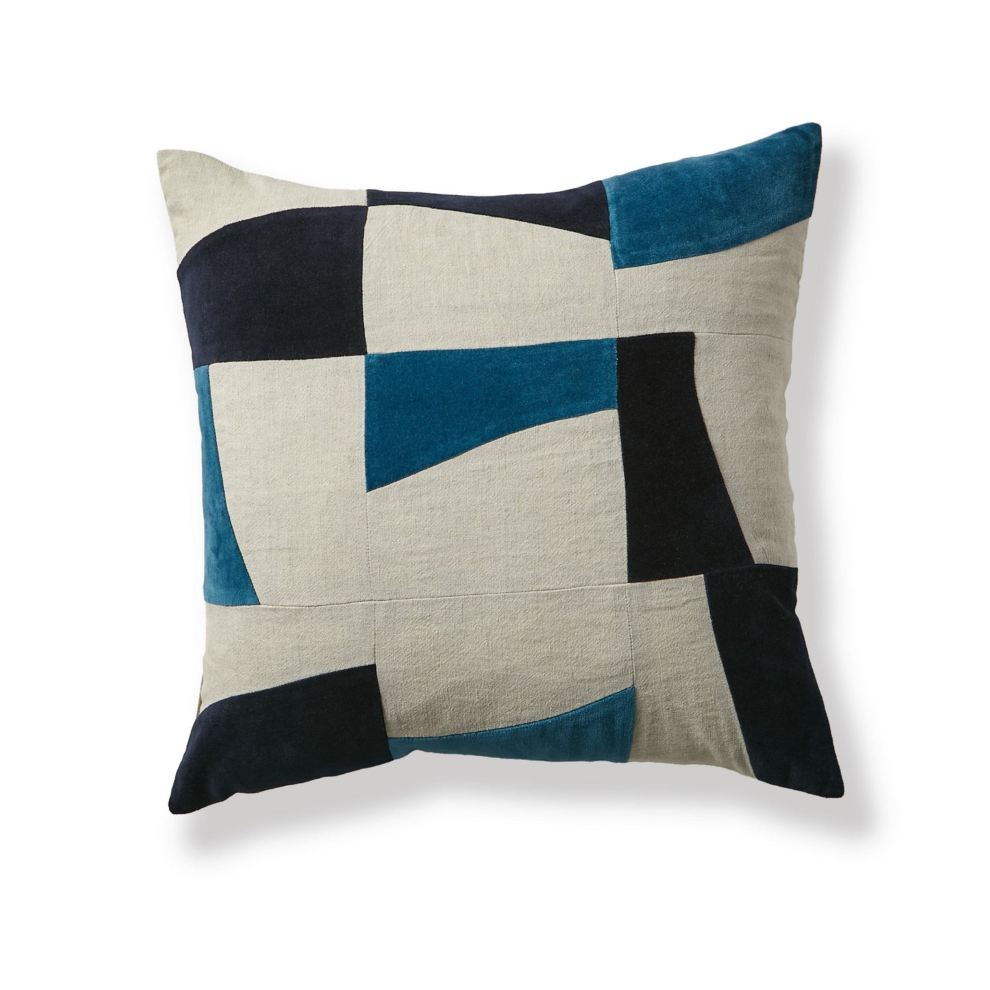 Holbeck Teal Abstract Mixed Fabric Cushion Cover - 45x45cm