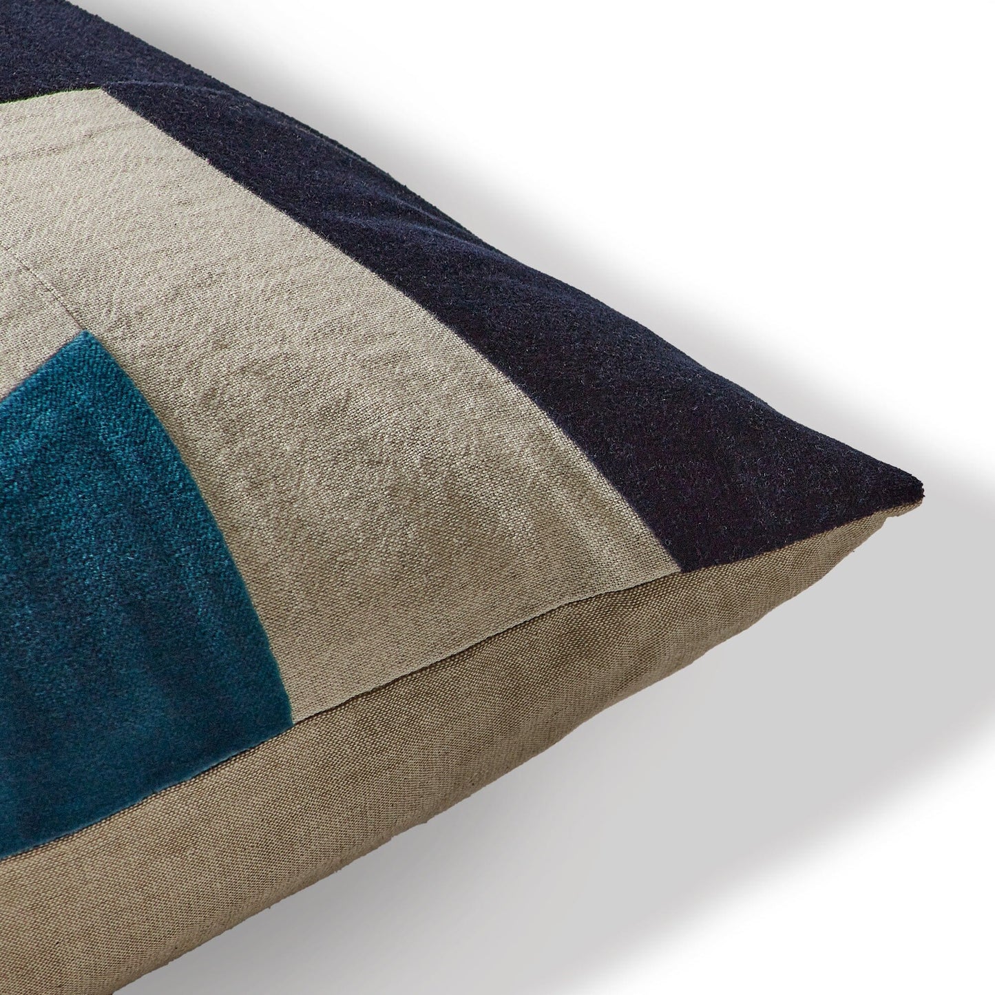 Holbeck Teal Abstract Mixed Fabric Cushion Cover - 45x45cm