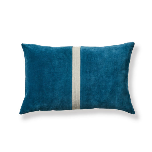 Holbeck Teal Stripe Mixed Fabric Cushion Cover - 35x55cm