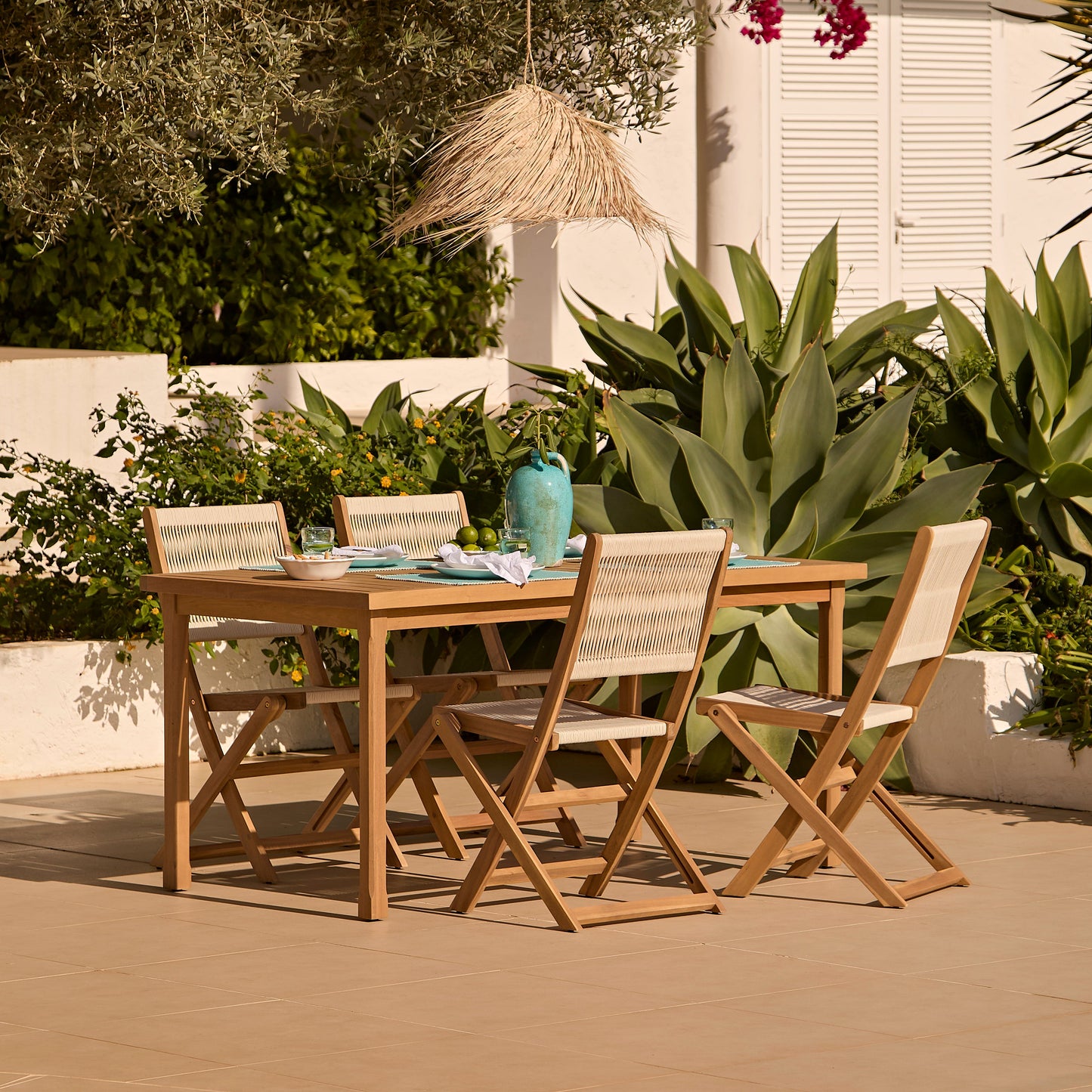 Harlyn 4 Seater Wooden Garden Dining Table - White Acacia