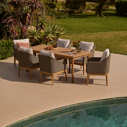 Harlyn 8 Seater Wooden Garden Dining Table - White Acacia