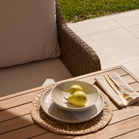 Harlyn 6 Seater Wooden Garden Dining Set with Corner Sofa & 2 Harlyn Dining Armchairs