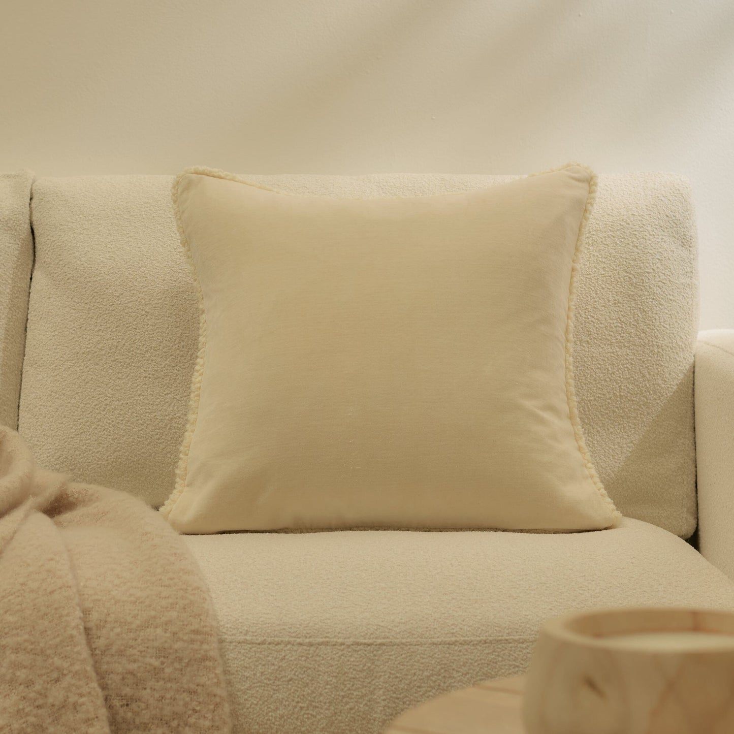 Hayes Clay Fringed Velvet Cushion Cover - 45x45cm