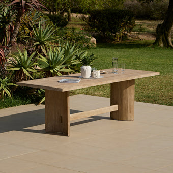 compare product Imani 8 Seater Wooden Garden Dining Table - Light Brush Acacia