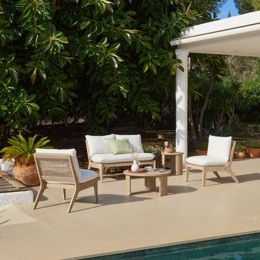 Mali 4 Seater Wooden Garden Sofa Set with Side Table and Coffee Table