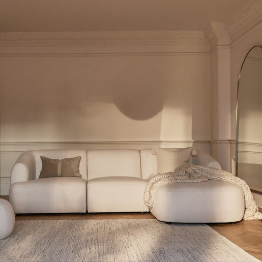 Outlet - Nathalia Right Chaise Corner Sofa - Chalk White Boucle