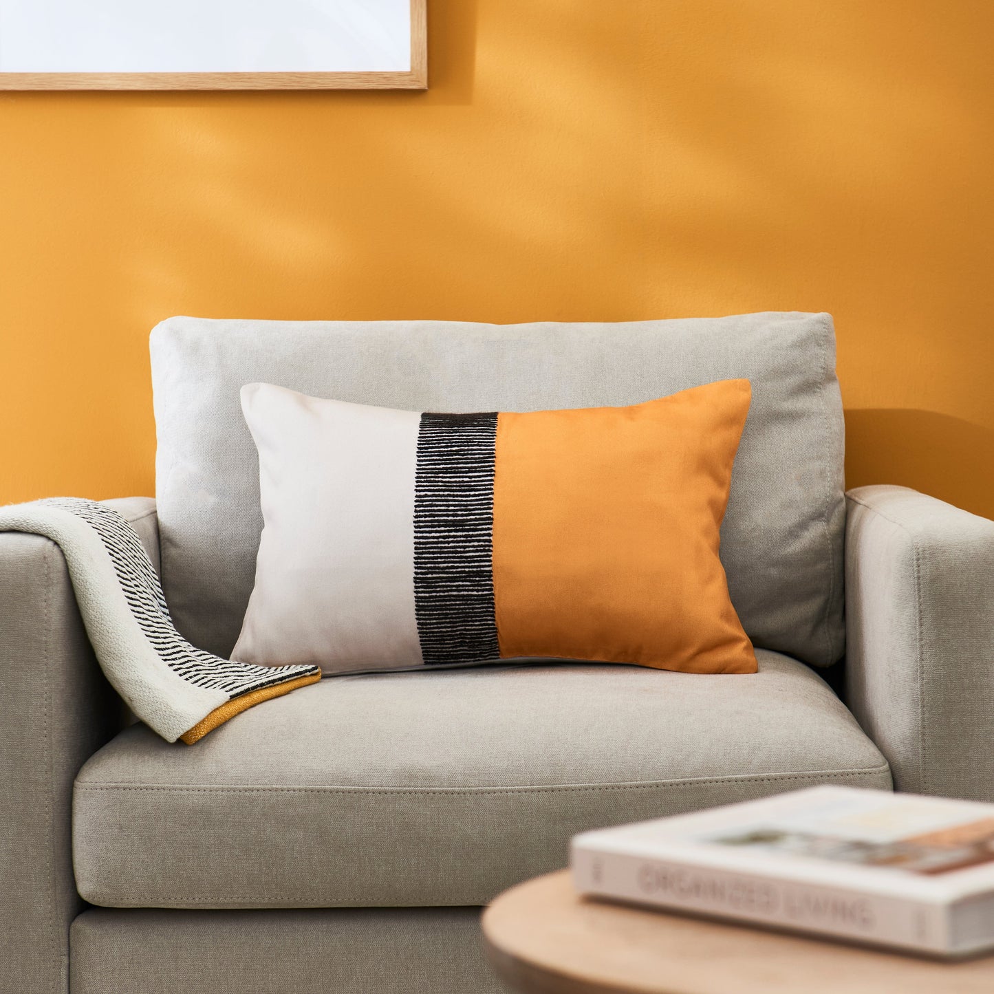 Selu Amber Yellow Striped Cushion Cover - 35x55cm