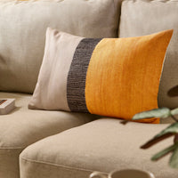 Selu Amber Yellow Striped Cushion Cover - 35x55cm