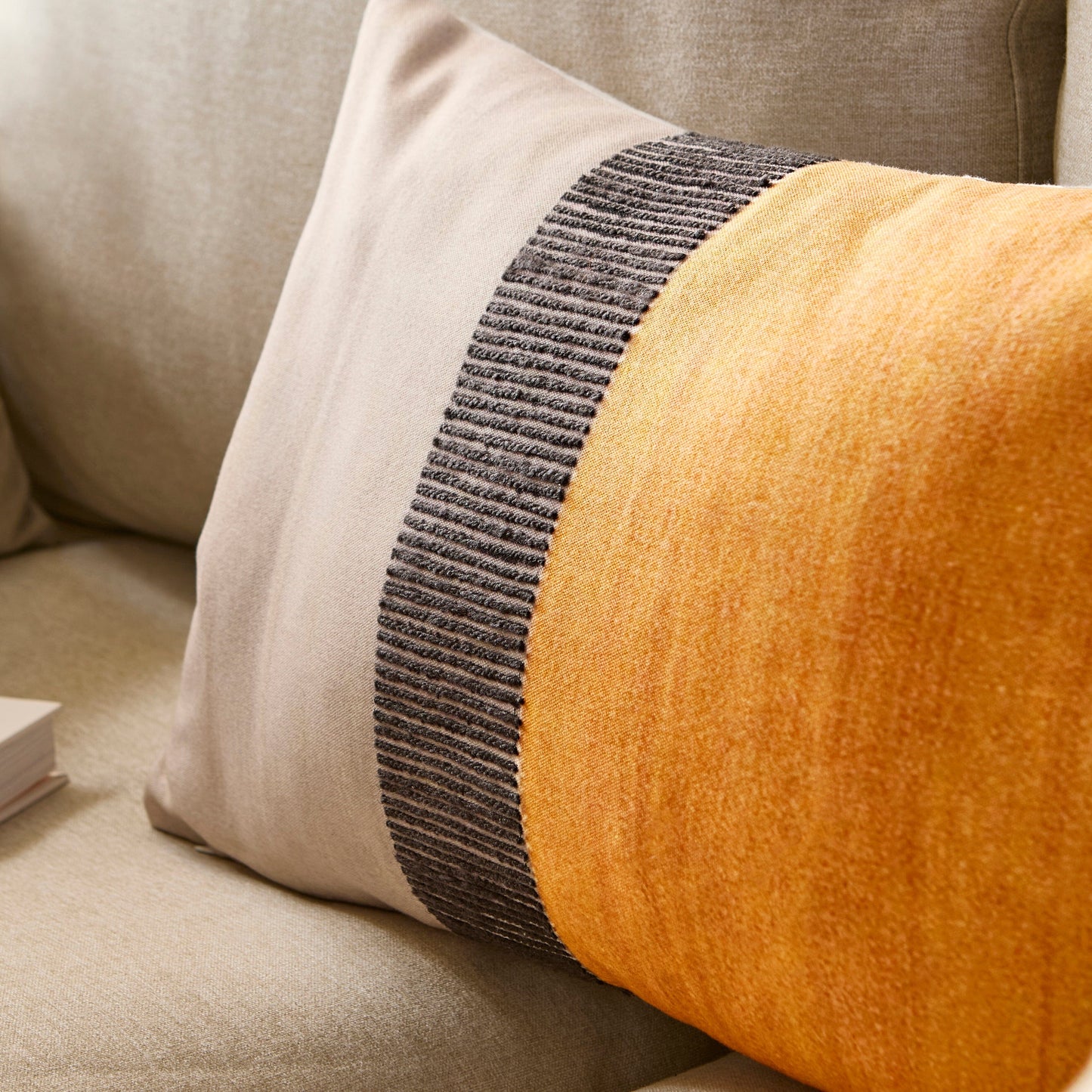 Selu Amber Yellow Striped Cushion Cover - 35x55cm