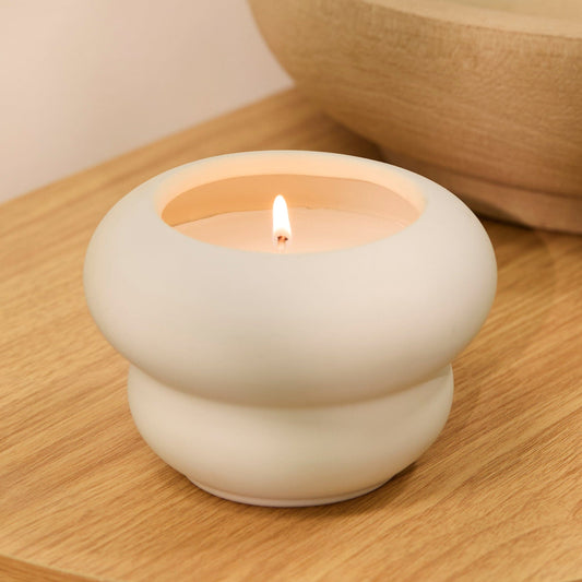 Outlet - Surbiton Single Wick 13cm Ceramic Candle - Oud Wood & Rose Scent In Clay