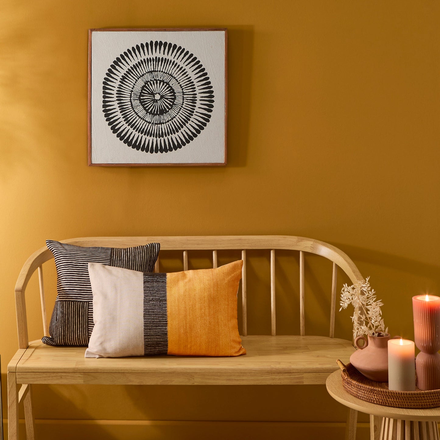 Selu Amber Yellow Striped Cushion Cover - 35x55cm