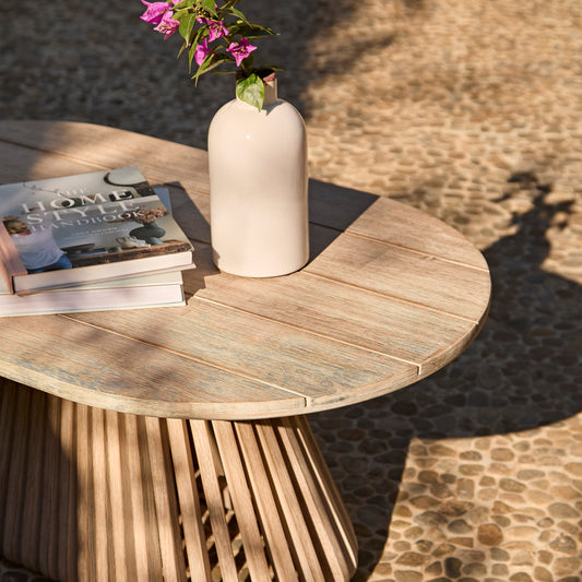 Willow Oval Garden Coffee Table - Brushed Light Acacia