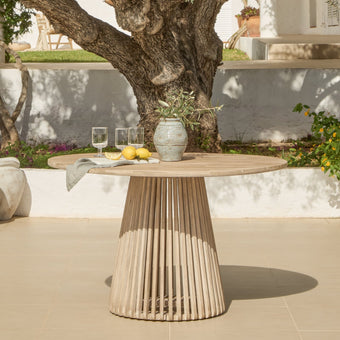 compare product Willow Round Wooden Garden Table - Brushed Light Acacia
