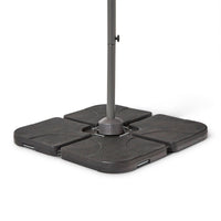 Outlet - Aston 9 Seater Rattan Garden Corner Sofa Set with Grey Lean Over Parasol - Polywood Top - Grey