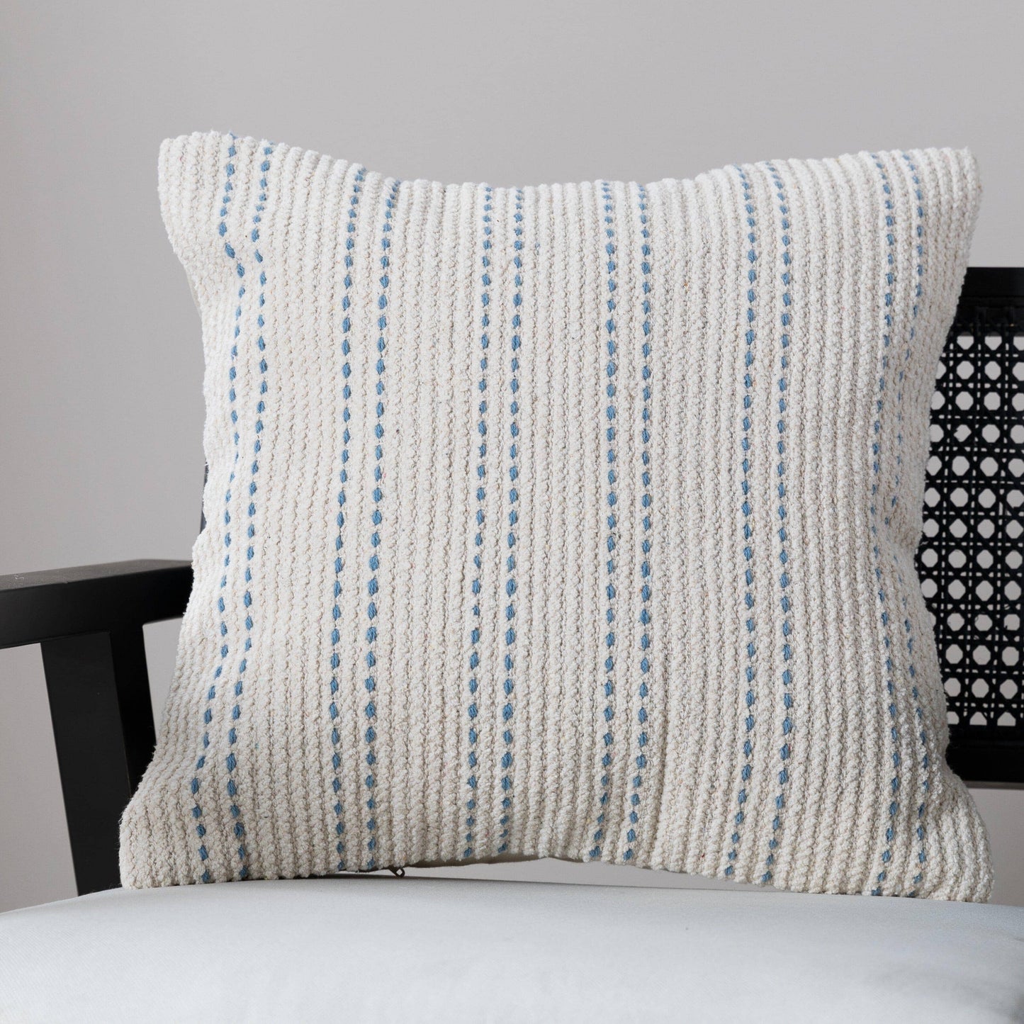 Elberton Horizon Blue Striped Cotton Cushion Cover - 45x45cm