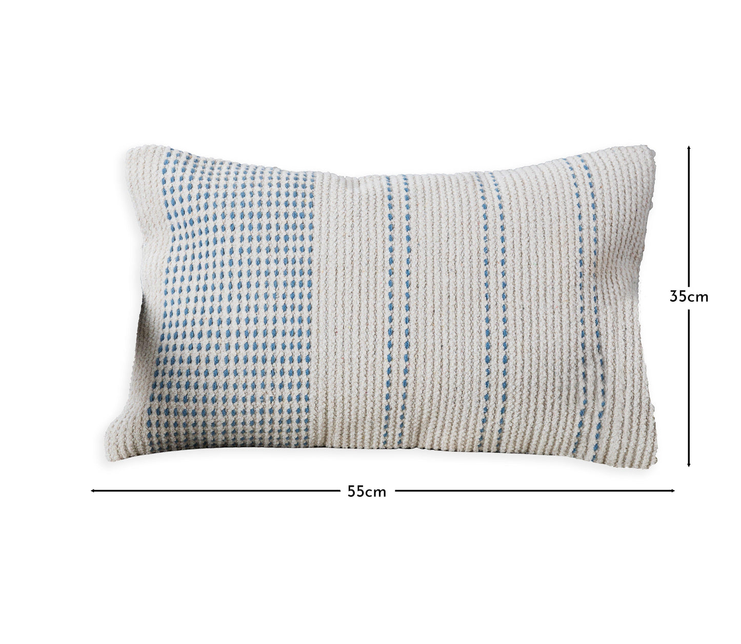 Elberton Horizon Blue Striped Cotton Cushion Cover - 55x35cm