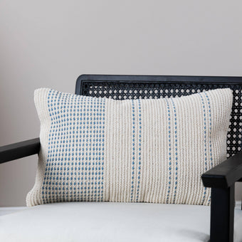 compare product Elberton Horizon Blue Striped Cotton Cushion Cover - 55x35cm