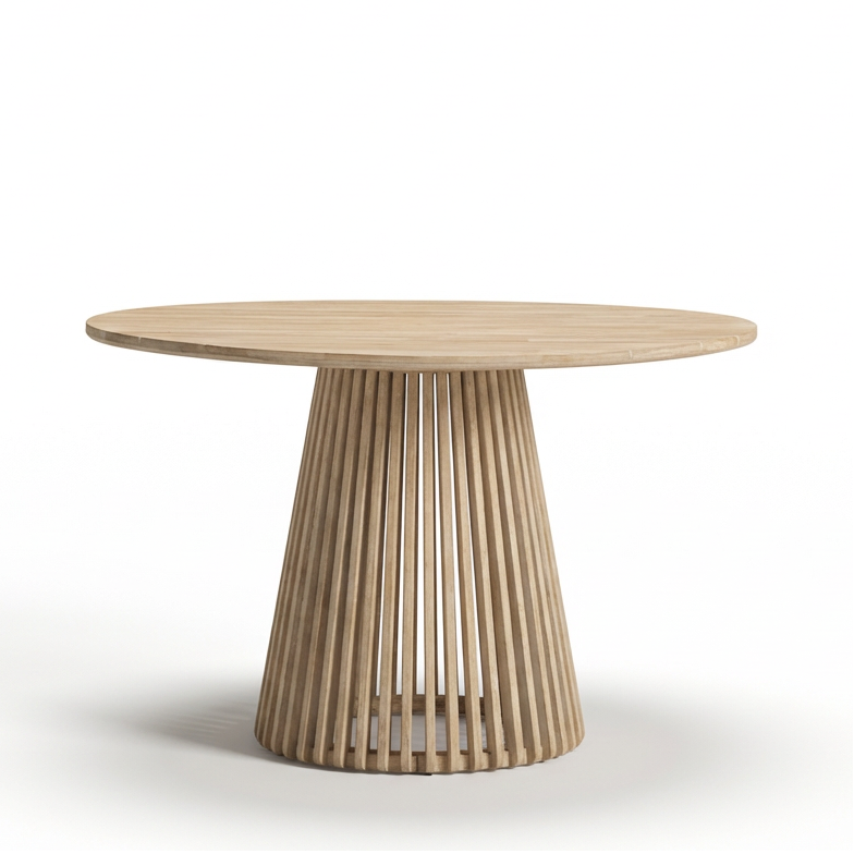 Willow Round Wooden Garden Table - Brushed Light Acacia