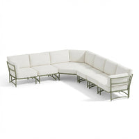 Wilder 8 Seater Metal Corner Sofa Set with Coffee Table - Olive Green