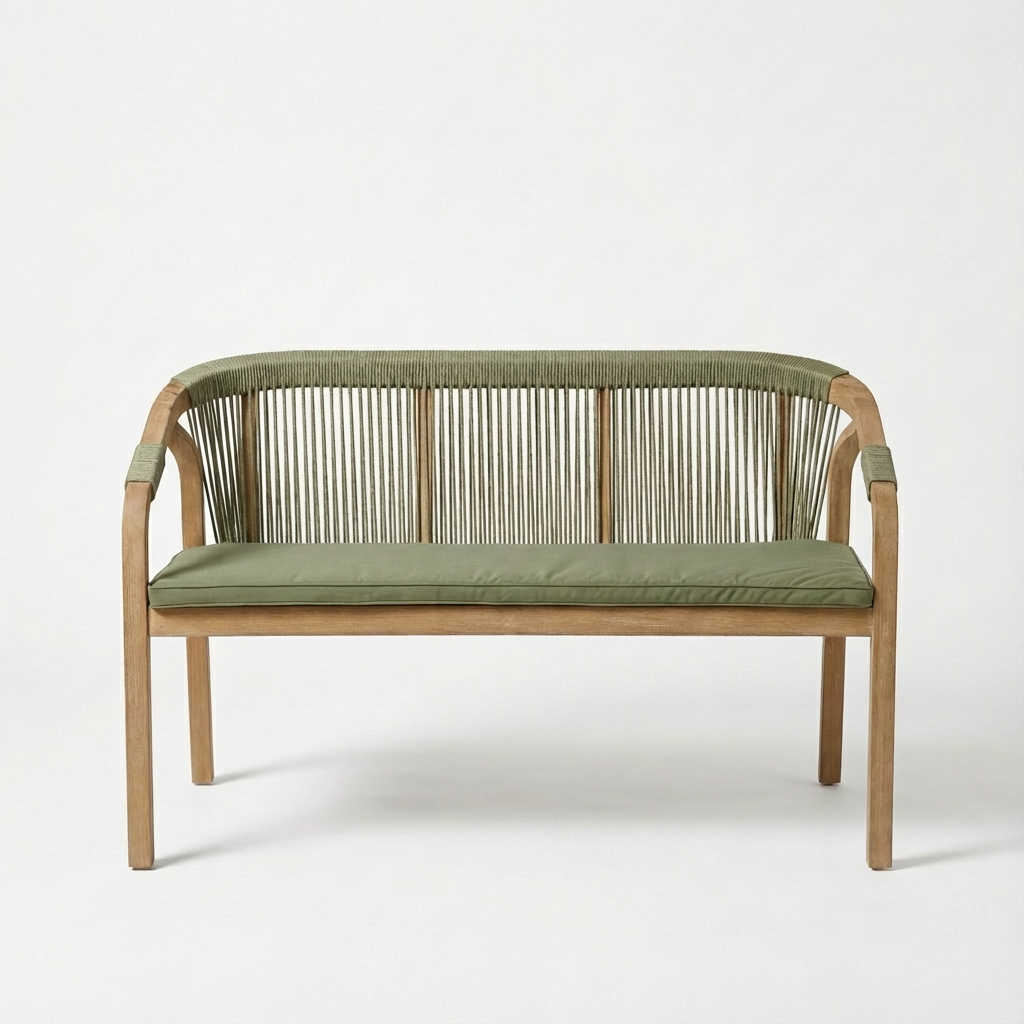 Shiro Wooden Garden Bench - Green - Image 8