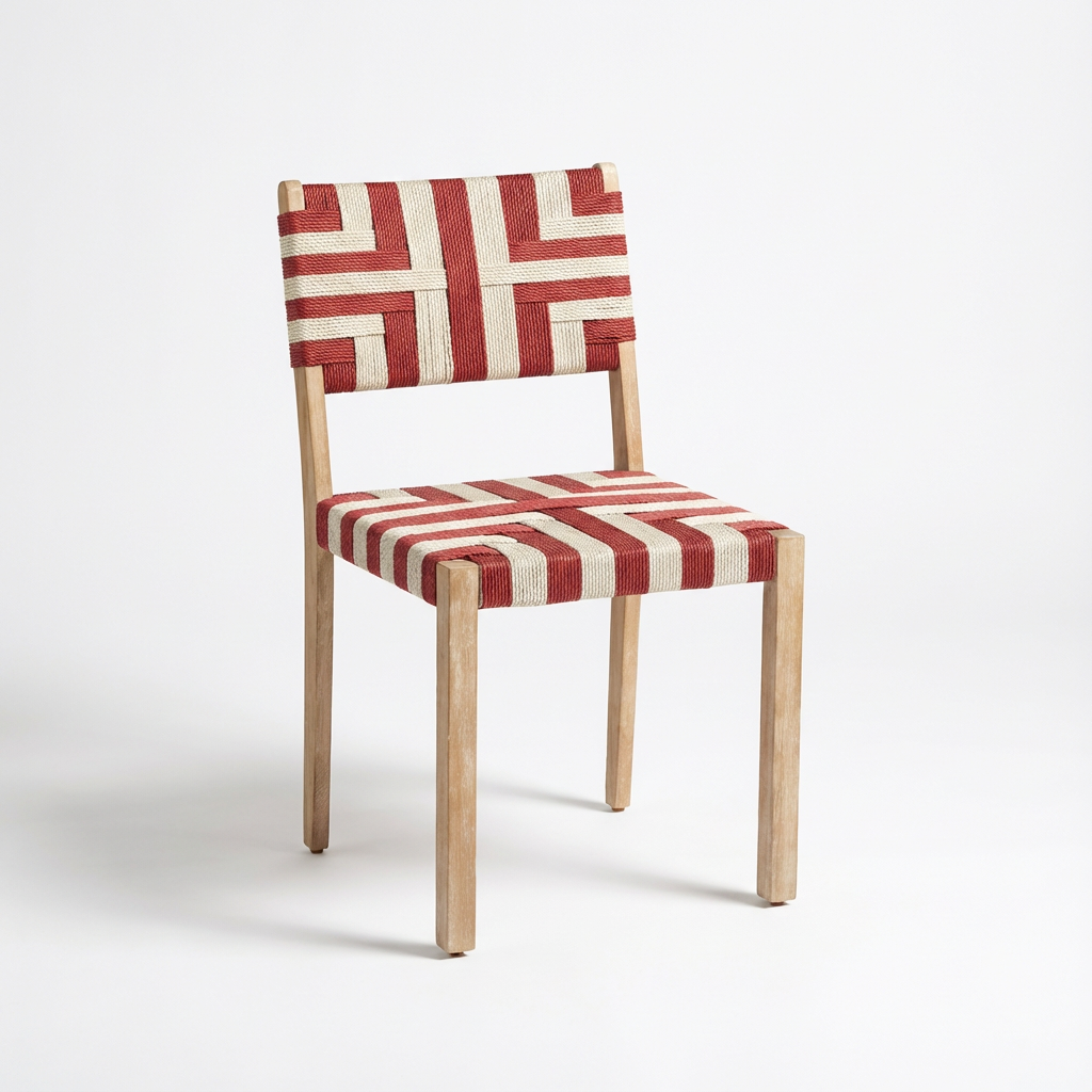 Saffron Brushed Light Acacia Garden Chair - Set of 2 - Beige/Paprika - Image 8