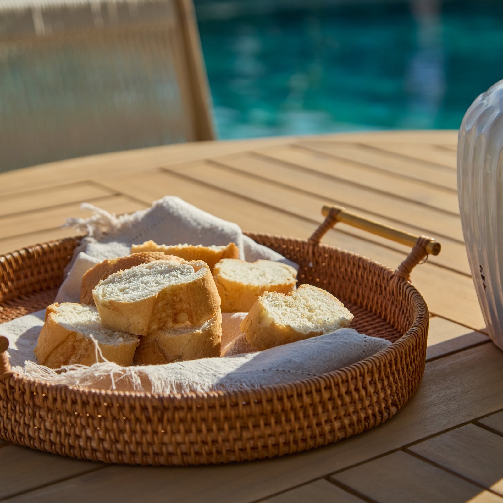 Ashby 4 Seater White Acacia Garden Dining Set with Cove Beige Rope Chairs - 130cm - Image 4