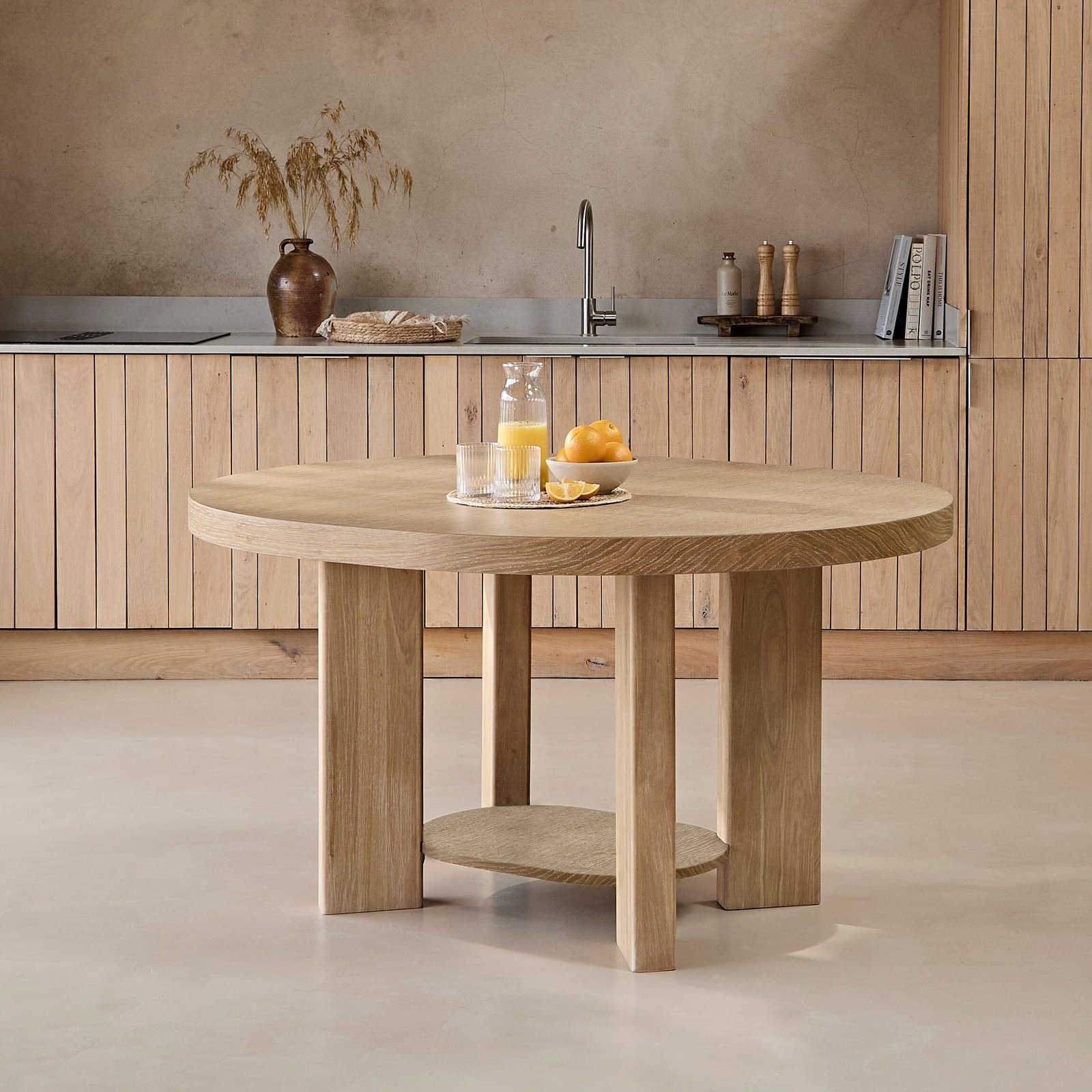 Marlon Whitewash Oak Oval Dining Table